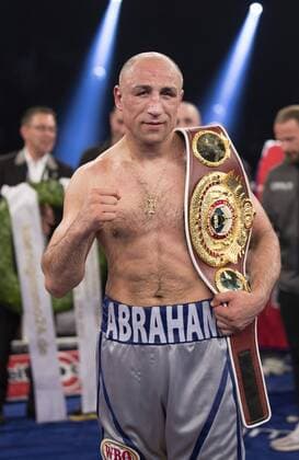 Abraham vs Nielsen Boxing in Offenburg 28 4 2018 WBO International Title fight Arthur Abraham 46 6 30 KOs Germany vs Patrick Nielsen 29 2 14 KOs Denmark Abraham with WBO belt