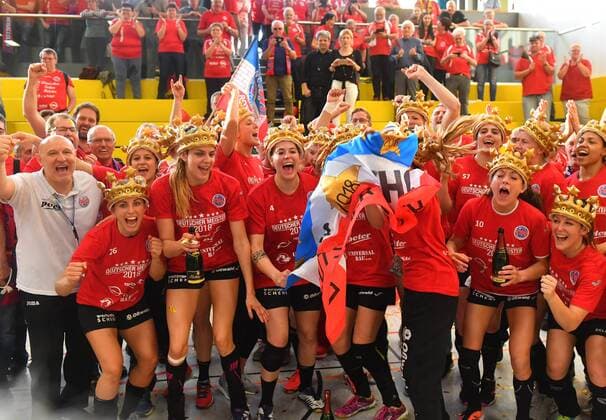 Thuringia HC is prematurely German champions Handball Club Rödertal against Thuringia HC Thüringen Handball 1 League of Women 1 Bundesliga Rödertalbienen HCR Großröhrsdorf season 2017 2018 28 04 2018