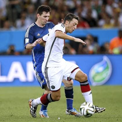 OEZIL Mesut Team Germany with capitals MESSI World Cup 2014 Brasil FIFA World Cup Brazil 2014 Final game Germany v Argentina 1 0 on 13 July 2014 in Rio de Janeiro