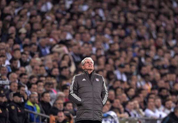 01 05 2018 Football UEFA Champions League 2017 2018 Final Semifinal Real Madrid FC Bayern Munich at Bernabeu Stadium Madrid Coach Jupp Heynckes FC Bayern Munich dissatisfied