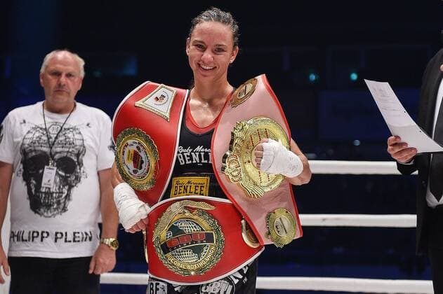 She won 3 belt Sarah Bormann GER Sarah Bormann GER vs Claudia Ferenczi SLO Title fight Vacant GBU EM Interim Flyweight in boxing 12 05 2018 Augsburg Bayern Germany Copyright: xkolbert-press BurghardxSchreyerx