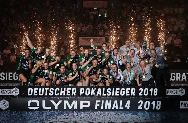 20 05 2018 Germany Stuttgart Handball OLYMP Final4 Season 2017 2018 Final VfL Oldenburg vs SG BBM Bietigheim VfL Oldenburg Cup Winners 2018