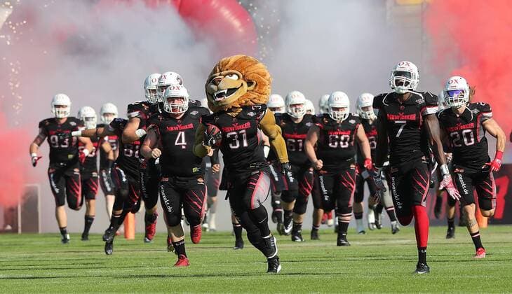 Enema of the Braunschweig Lions with mascot Henri