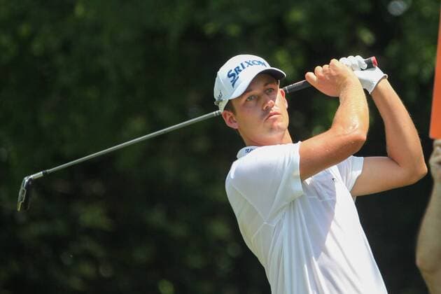 FORT WORTH, TX - MAY 27: Andrew Putnam (USA) hits from the 9th tee during the final round of the Fort Worth Invitational on May 27, 2018 at Colonial Country Club in Fort Worth, TX. (Photo by George Walker Icon Sportswire) GOLF: MAY 27 PGA Golf Herren - Fort Worth Invitational Icon18052705 EDITORIAL USE ONLY