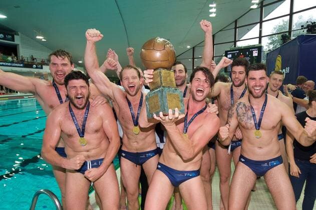 Water Polo Hannover 02 06 2018 DWL 1 Bundesliga Season 2017 2018 Playoffs Final Game 5 Waspo 98 Hannover Wasserfreunde Spandau 04 Hannover is German Champion Jubilation