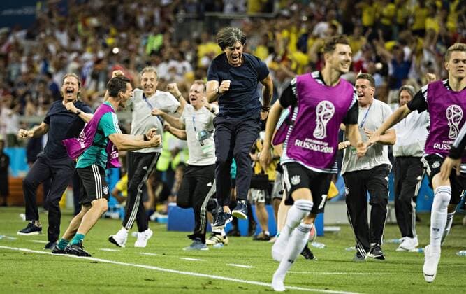 Sochi 23 06 2018 Torjubel Coach Joachim Löw Germany jumps in the air Germany Sweden Fisht Stadium Olympic Stadium