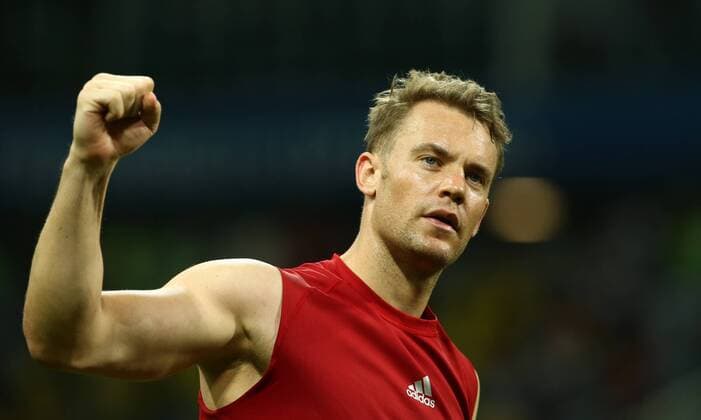Goalkeeper Manuel Neuer Freude Emotion rejoicing Jubilation after action Action Upper body Torso Sport Football Soccer FIFA World Cup Russia Russia 2018 Season 2017 2018 23 06 2018 Germany GER vs Sweden SWE