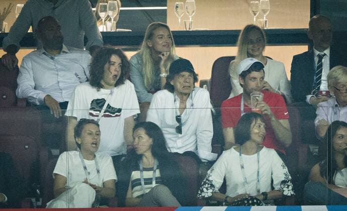 Moscow 11 07 2018 Mick Jagger is feverish with the English team Croatia England