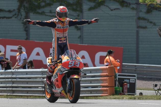 After the race The winner Marc Marquez ESP Honda Repsol Honda Team Motorcycle Grand Prix Germany 2018 MotoGP Race 15 07 2018 Hohenstein Ernstthal Saxony Germany Germany Copyright: xkolbert-press BurghardxSchreyerx