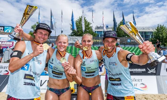The Technicians Beach Tour 2018 Leipzig 29 07 2018 Jonas Schroeder United Volleys Anna Behlen SV Lohhof Sarah Schneider SV Lohhof Paul Becker German Energy Beach Team The Technicians Beach Tour 2018 Leipzig am 29 07 2018 Leipzig xPWx