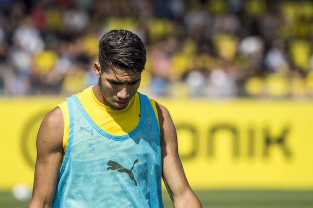 Football 1 Bundesliga Season 2018 2019 Training of Borussia Dortmund on 30 07 2018 in Dortmund North Rhine Westphalia Dortmunds Achraf Hakimi leaves the field disappointed Copyright: xKirchner xDavidxInderliedx