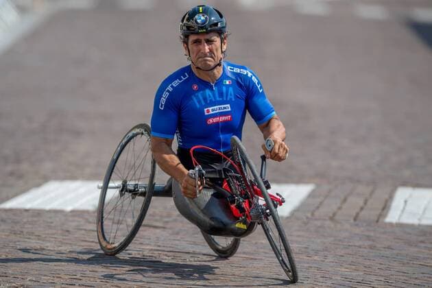 UCI Para Cycling Road World Championships 2018 August 1 2018 MANIAGO ITALY AUGUST 01 Alex Zanardi ITA at Day 0 during the UCI Para Cycling Road World Championships 2018 at the Piazza Italia of Maniago on 01 8,2018 in Friuli Venezia Giulia Pordenone italy