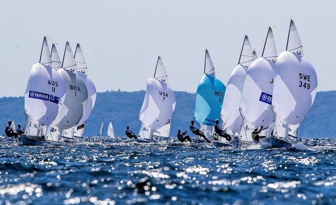 2018 Hempel Sailing World Championships 180804 Anton Dahlberg and Fredrik Bergström sail the World Cup in 470 on this handout image from Swedish Sailing 4 August 2018 on rhus  Copyright: JesusxRenedo BB180804BB528