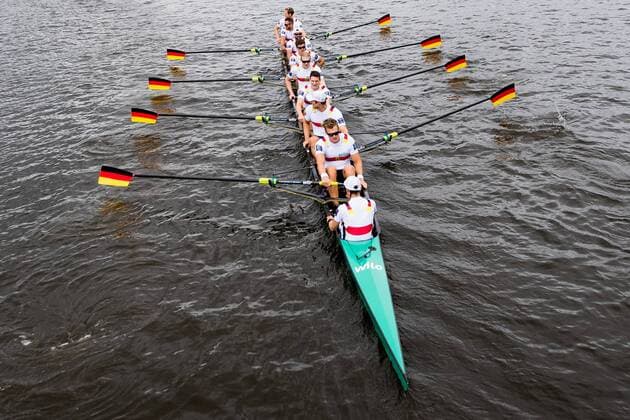 180805 Team Germany after winning the final A or eight at the European Championships on August 5, 2018 in Glasgow Photo Jon Olav Nesvold BILDBYRAN Code JE 160285  Copyright: JONxOLAVxNESVOLD BB180805JE112