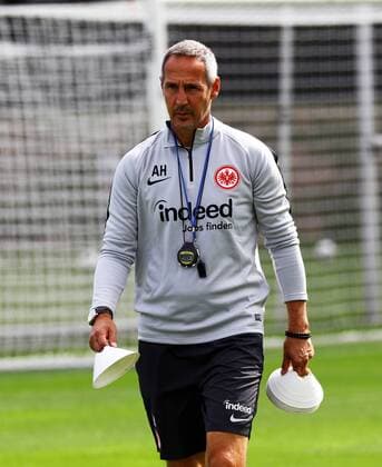 Coach Adi Hütter Eintracht Frankfurt builds the training ground 28 08 2018 Eintracht Frankfurt Training Commerzbank Arena DISCLAIMER DFL regulations prohibit any use of images as image sequences and or quasi video
