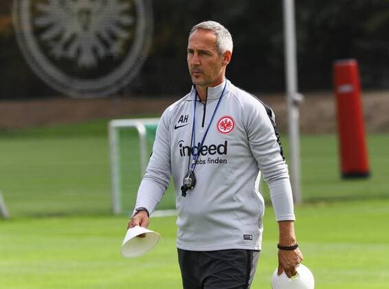 Coach Adi Hütter Eintracht Frankfurt builds the training ground 28 08 2018 Eintracht Frankfurt Training Commerzbank Arena DISCLAIMER DFL regulations prohibit any use of images as image sequences and or quasi video