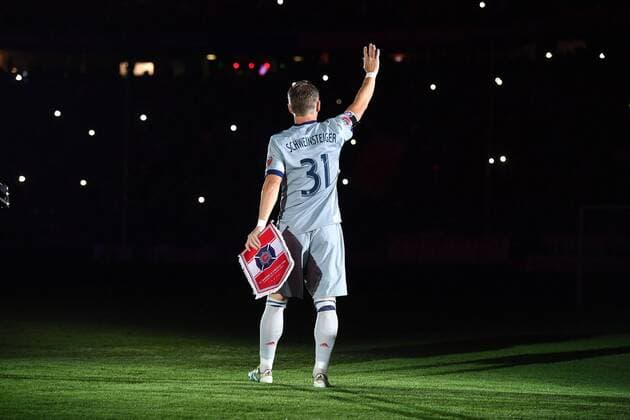 Bastian SCHWEINSTEIGER enters the field Farewell match Bastian Schweinsteiger FC Bayern Muenchen Chicago Fire on 28 08 2018 in Munich ALLIANZ ARENA