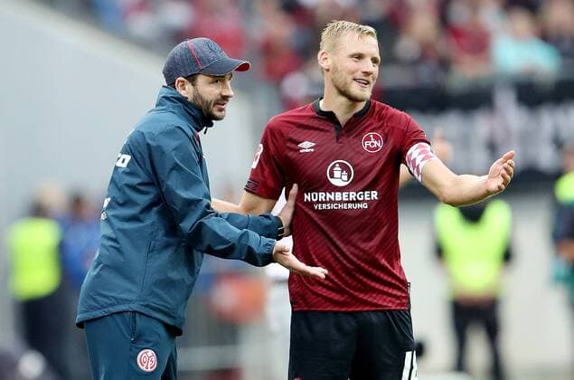 Germany Nuernberg Max Morlock Stadium 01 09 2018 Soccer 1 Bundesliga 2 Gameday 1 FC Nuernberg 1 FSV Mainz 05 v. Lk Coaches Sandro Schwarz 1 FSV Mainz 05 and Hanno Behrens 1 FC Nuremberg 18 DFL REGULATIONS PROHIBIT ANY USE OF PHOTOGRAPH AS IMAGE SEQUENCES AND OR QUASI VIDEO Soccer 1 Bundesliga 2 Gameday 1 FC Nuernberg 1 FSV Mainz 05 Nuernberg Copyright: xEIBNER BECx EP_BEC