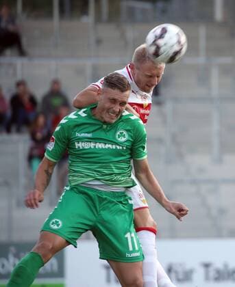 VfB Stuttgart SpVgg Greuther Fürth Germany Großaspach 07 09 2018 Football Season 2018 2019 3 Leagues Cup VfB Stuttgart SpVgg Greuther Fürth No 11 David Raum Greuther Furth Andreas Beck VFB Stuttgart