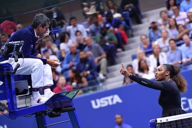 Sport Themen der Woche KW36 Sport Bilder des Tages Naomi Osaka (Nap) defeated Serena Williams (USA) With umpire Carlos Ramos TENNIS : US Open 2018 - 08 09 2018 AntoineCouvercelle Panoramic 