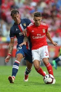 September 23, 2018 - Lisbon, Lisbon, Portugal - Vitor Gomes of Desp. Aves (L) with Ãlex Grimaldo of SL Benfica (R) seen in action during the League NOS 2018 19 football match between SL Benfica vs Desp. Aves. SL Benfica vs Desp. Aves in Lisbon, Portugal - 23 Sept 2018 - ZUMAs197 85655847st Copyright: xDavidxMartinsx