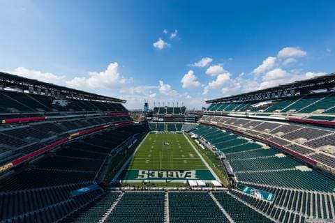 PHILADELPHIA, PA - SEPTEMBER 06: General view of the interior of Lincoln Financial Field from an elevated position before an NFL American Football Herren USA regular season football game against the Atlanta Falcons on September 6, 2018, at Lincoln Financial Field in Philadelphia, PA. (Photo by Ric Tapia Icon Sportswire) NFL: SEP 06 Falcons at Eagles Icon269180906005 EDITORIAL USE ONLY
