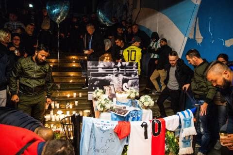 181012 Visitors around a picture of flowers light and soccer jerseys in memory of Labinot Harbuzi on October 12, 2018 in Malmö  Copyright: MATHILDAxAHLBERG BB181012MA017