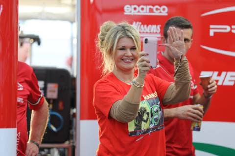 Corinna Schumacher after winning the title of her son Mick Schumacher GER Prema Theodore Racing Dallara F317 Mercedes at the FIA u200b u200bFormula 3 European Championship in the context of the DTM at the Hockenheimring Copyright Thomas Pakusch