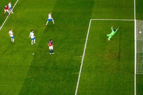 181013 Ole Kristian Seln¾s of Norway scores 1 0 behind goalkeeper At Belec of Slovenia during the Nations League match between Norway and Slovenia on October 13, 2018 in Oslo Photo Vegard Wivestad Gröd BILDBYR N Code VG 170231  Copyright: VEGARDxWIVESTADxGR¯TT BB181013BB918