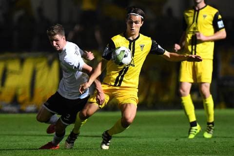 Soccer Regional League Season 13 Matchday SC Verl Alemannia Aachen on 12 10 2018 at Sportclub Arena in Verl Jan Schöppner Verl left David Pütz Aachen right xRx