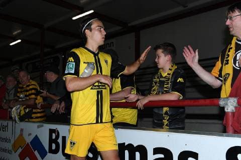Football Regional League Season 13 Matchday SC Verl Alemannia Aachen on 12 10 2018 in the Sportclub Arena in Verl David Pütz Aachen thanks the fans xRx