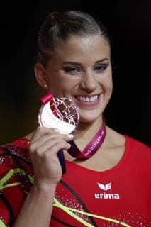 Elisabeth Seitz GER after apparatus final at 2018 Artistic Gymnastics World Championships in Doha 02 11 2018