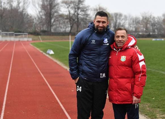 Football Men Season 2018 2019 3 Round at AOK Landespokal Berlin Berlin United VSG Altglienicke v l Co Coach Torsten Mattuschka VSG Altglienicke and Coach Thomas Häßler Berlin United after the match 18 11 2018 Copyright: xMatthiasxKochx