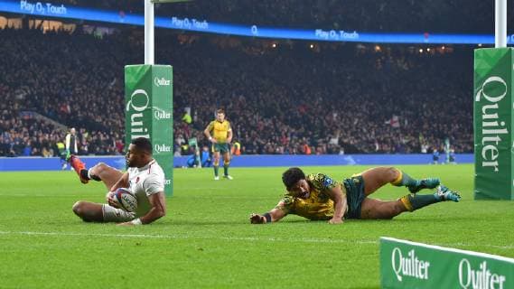 November 25, 2018 - London, England, United Kingdom - Joe Cokanasiga seen in action during the England v Australia Quilter Internationals at the Twickenham in London. England Vs Australia Rugby in London, UK - 25 Nov 2018 - ZUMAs197 87038352st Copyright: xGrahamxGlendinningx