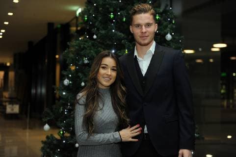 Borussia Mönchengladbach 1 Bundesliga season 2018 2019 Christmas party for the players on 12 12 2017 at Borussia Park here Nico Elvedi and Alexandra Crum DFL regulations prohibit any use of photographs as image sequences and or quasi video DFB regulations prohibit any use of photographs as image sequences and or quasi video DiWi