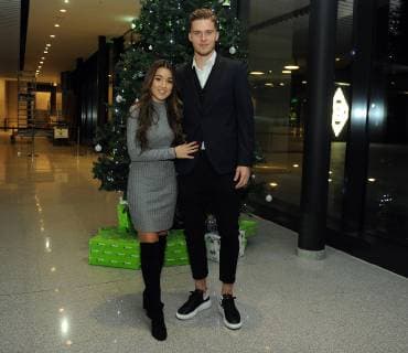 Borussia Mönchengladbach 1 Bundesliga season 2018 2019 Christmas party for the players on 12 12 2017 at Borussia Park here Nico Elvedi and Alexandra Crum DFL regulations prohibit any use of photographs as image sequences and or quasi video DFB regulations prohibit any use of photographs as image sequences and or quasi video DiWi