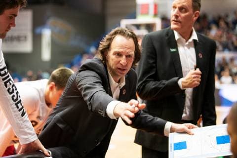 easycredit Basketball Bundesliga Matchday 15 on 5 1 2019 Season 2018 2019 Science City Jena vs. Giessen 46ers Trainer Ingo Freyer Giessen energetic at the team address Sparkassen Arena Jena