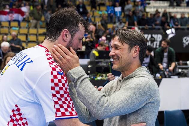 Munich Germany 11 January 2019 World Cup 2019 Men Group B Iceland vs Croatia v li Domagoj Duvnjak Croatia THW Kiel Niko Kovac Bayern Munich Munich Olympic Hall Bayern Germany