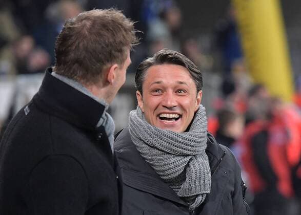 18 01 2019 xjhx Football 1 Bundesliga TSG 1899 Hoffenheim FC Bayern Muenchen emspor v l Trainer Julian Nagelsmann 1899 Hoffenheim Niko Kovac Trainer FC Bayern Muenchen DFL DFB REGULATIONS PROHIBIT ANY USE OF PHOTOGRAPHS as IMAGE SEQUENCES and or QUASI VIDEO Sinsheim