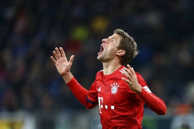 Thomas Mueller FC Bayern Muenchen quarrels with himself TSG 1899 Hoffenheim vs. FC Bayern Muenchen Football 1 Bundesliga 18 01 2019 DFL regulations prohibit any use of photographs as image sequences and or quasi video TSG 1899 Hoffenheim vs. FC Bayern Muenchen Football 1 Bundesliga 18 01 2019 Hoffenheim Copyright: xEIBNER AlexanderxNeisx EP_ANS