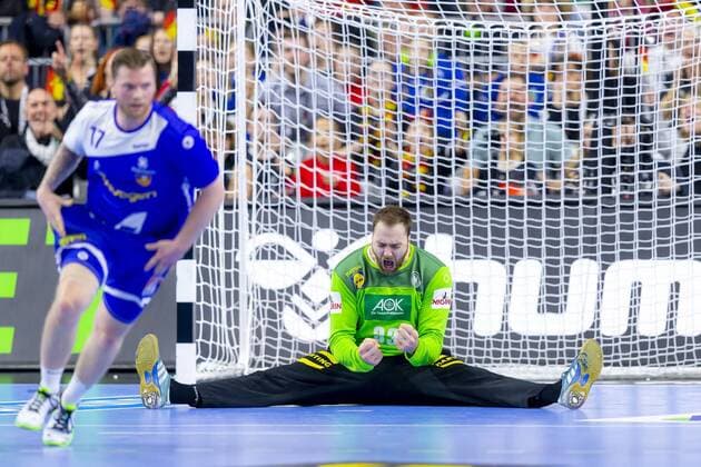 Goalkeeper Andreas Wolff Nr 33 Germany is happy after a parade against Arnor Thor Gunnarsson Nr 17 Iceland Germany vs Iceland Main Round Handball IHF Handball World Championship 19 01 19 Cologne Nordrhein Westfalen Germany Lanxess Arena Copyright: xAgentur54Gradx xFelixxKoenigx