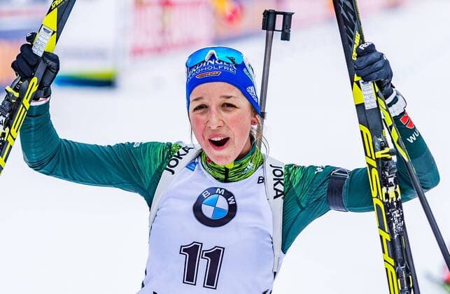 20 01 2019 Chiemgau Arena Ruhpolding GER IBU World Cup Biathlon Mass Start Women in picture Franziska Preuss GER Franziska Preuss of Germany during wommen s mass start competition of BMW IBU Biathlon World Cup at the Chiemgau Arena in Ruhpolding Germany on 2019 01 20 Ruhpolding  EX_ADE
