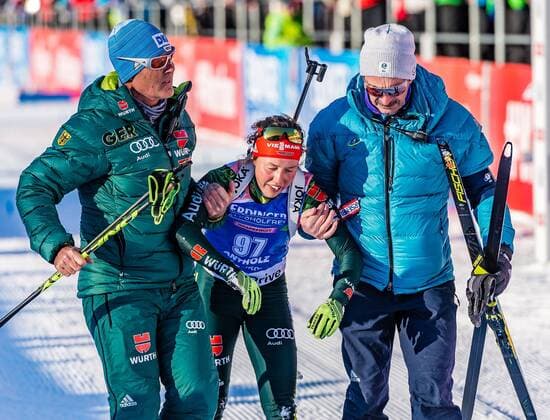 24 01 2019 South Tyrol Arena Antholz ITA IBU World Cup Biathlon Sprint Ladies in picture Laura Dahlmeier GER Laura Dahlmeier of Germany during women s Sprint of BMW IBU Biathlon World Cup at the South Tyrol Arena in Antholz Italy on 2019 01 24 Antholz  EX_ADE