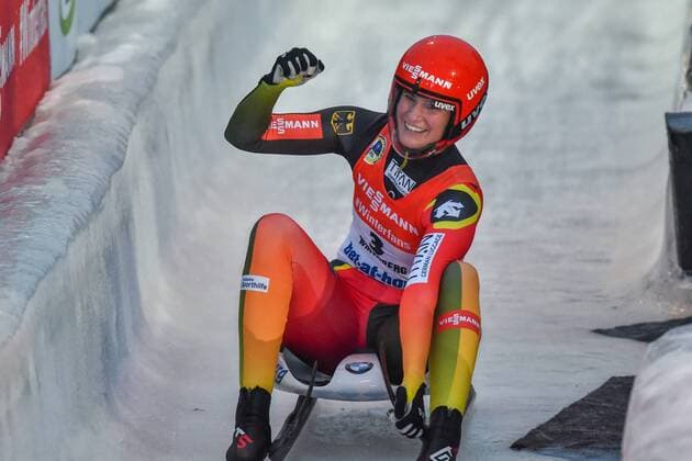 48 FIL World Championships 2019 Winterberg GER 25 01 27 01 2019 RUN 1 WCH SINGLES 26 01 2019 Veltins EisArena Winterberg Winterberg 48 FIL World Championships 2019 Winterberg GER 25 01 27 01 2019 RUN 1 WCH SINGLES in picture Natalie Geisenberger cheers after her World Championship victory nph Mauelshagen nph00321