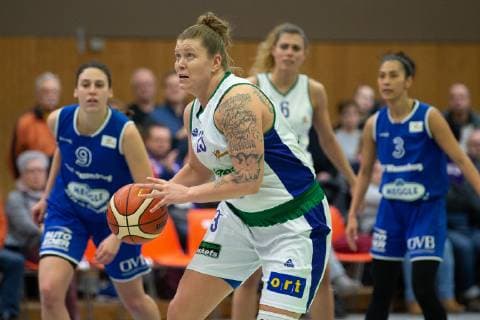 flippo Baskets BG 74 TSV Wasserburg Basketball Women DBBL flippo Baskets BG 74 TSV Wasserburg 27 01 2019 Göttingen Göttingens Klaudia Grudzien controls the ball Göttingen Niedersachsen Germany