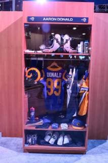 February 1, 2019 Atlanta, GA..Game Week with NFL American Football Herren USA Experience Aaron Donald locker at Super Bowl LIII at Georgia World Congress Center in Atlanta, GA on February 1, 2019. ( ) NFL Super Bowl LIII 2019: FEB 1 - ZUMAc04_ 20190201_zaf_c04_024 Copyright: xJevonexMoorex