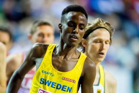 190301 Suldan Hassan of Sweden competes in men s 3000 meter qualification during the European Athletics Indoor Championships on March 1 2019 in Glasgow Photo Vegard Wivestad Grott BILDBYRAN kod VG 170302,  Copyright: VEGARDxWIVESTADxGRoTT BB190301BB700