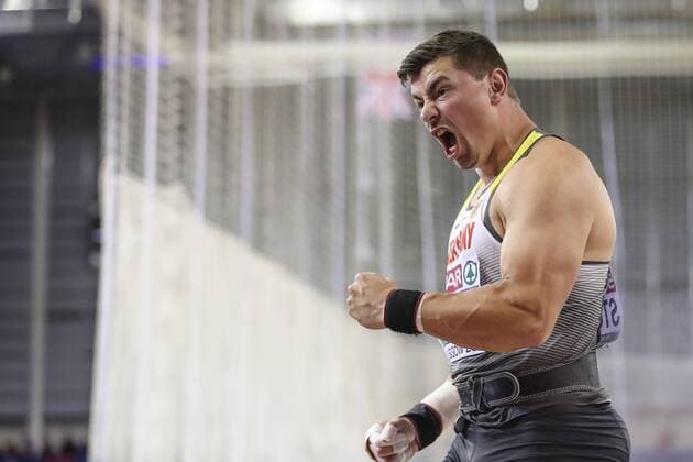 European Athletics Indoor Championships Glasgow 2019 Joy at David Storl GER European Athletics Indoor Championships Glasgow 2019 01 03 19 Emirates Arena Glasgow Scotland United Kingdom xakx