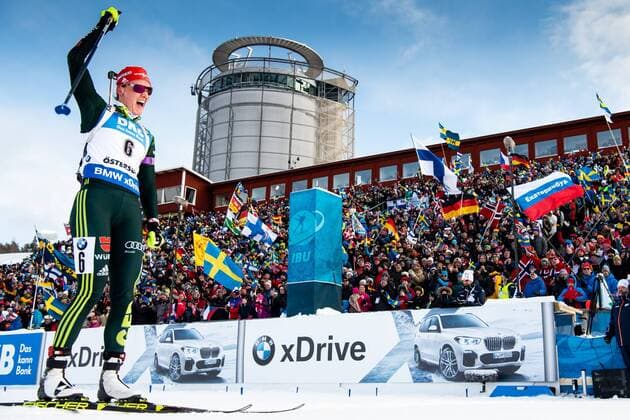 190310 Denise Herrmann of Germany celebrates as she win the Women s 10 km Pursuit during the IBU World Championships Biathlon on March 10 2019 in Östersund Photo Petter Arvidson BILDBYRAN kod PA 92254,  Copyright: PETTERxARVIDSON BB190310PA058