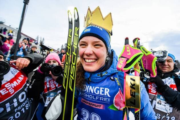 190312 Hanna Öberg of Sweden celebrates after the Women s 15 km Individual during the IBU World Championships Biathlon on March 12 2019 in Östersund Photo Petter Arvidson BILDBYRAN kod PA 92259,  Copyright: PETTERxARVIDSON BB190312PA236